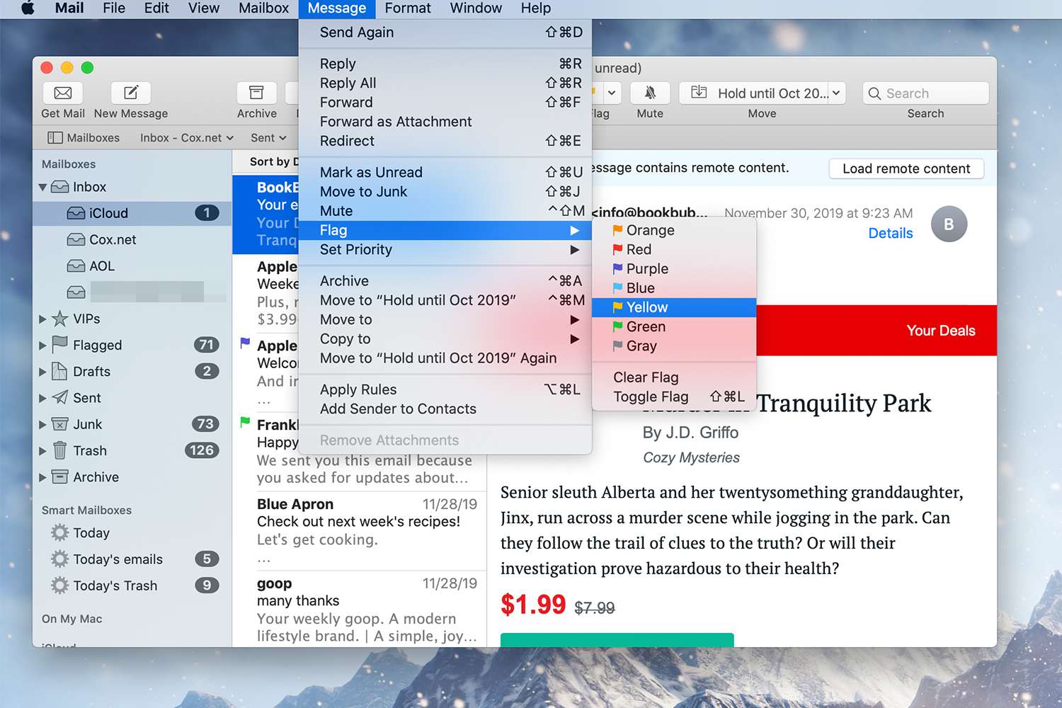 Flagged emails in mac mail application
